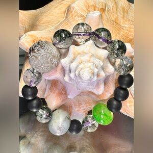 AQUATIC FOSSIL NATURAL STONES  Bracelet size 7”